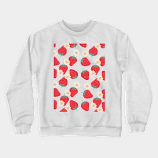 Strawberry and Cream Flowers Pattern Crewneck Sweatshirt